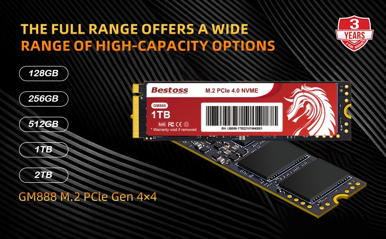 BESTOSS High Speed Solid State Hard Disk 512GB 1TB 2 TB PCIE Gen4 NVME M2 SSD