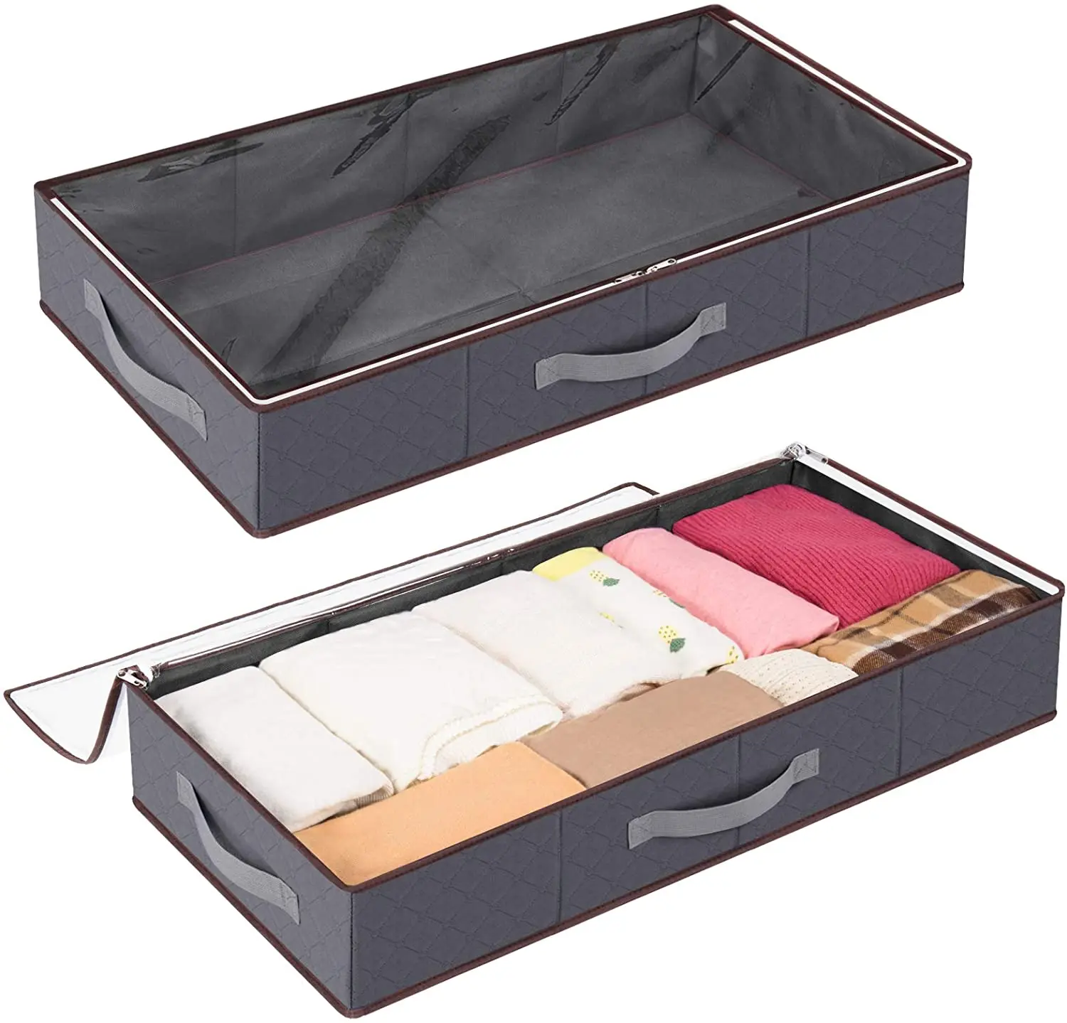 Take out the under-Bed Storage Bag from under the Bed with both hands