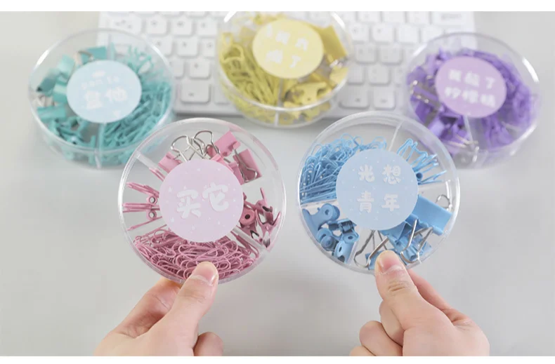 Paper Clips and Binder Assorted Sizes Colored Set Coated for Home Office School