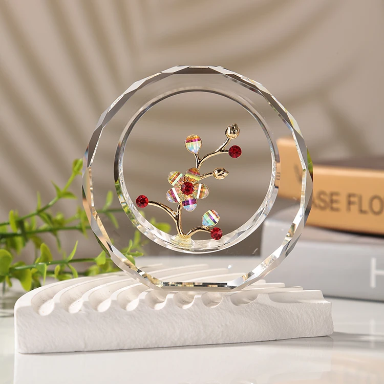 wholesale professional factory Souvenir decoration gifts wedding Crystal round plum blossom style for Valentine's Day Favors manufacture