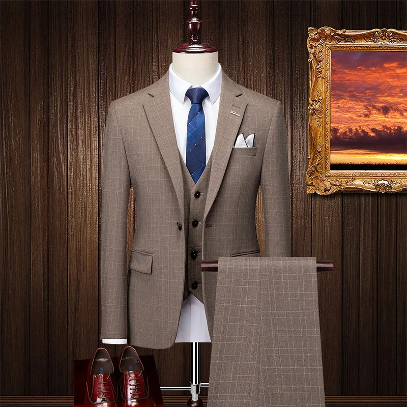 96031 High Quality Spring Design Men Suits 3 Pieces Wedding Suit Slim Fit Blazer Pant Vest Suits Sets