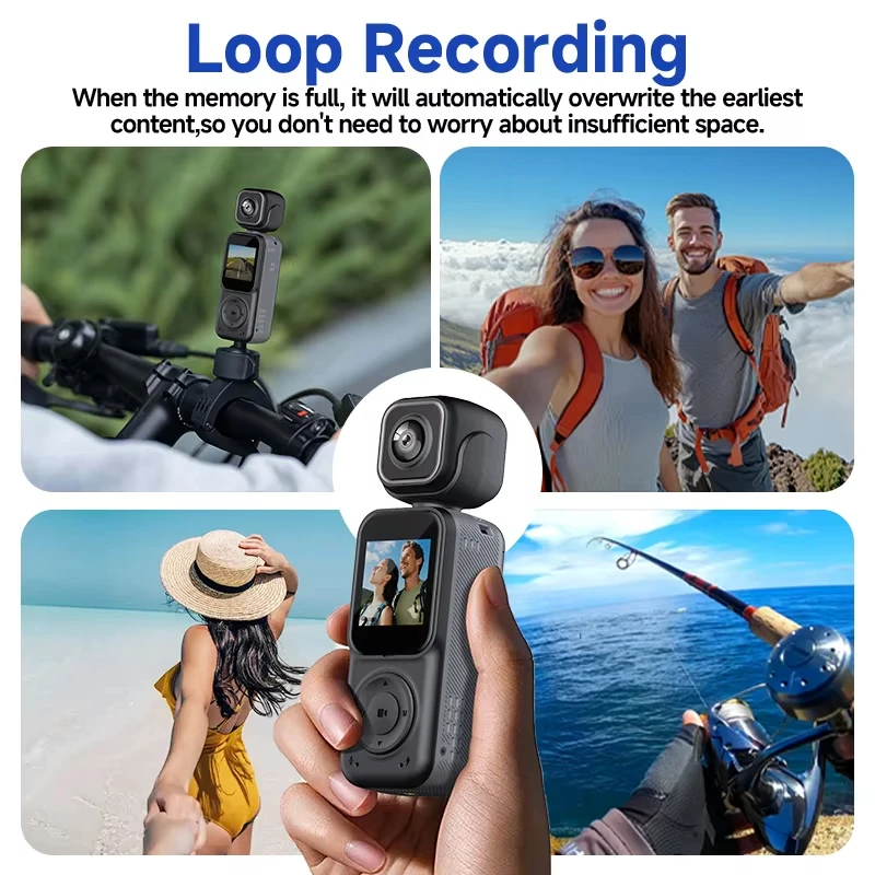 Dual Lens Action Camera 4K Handheld Pocket Digital Camcorder WiFi 180 ...