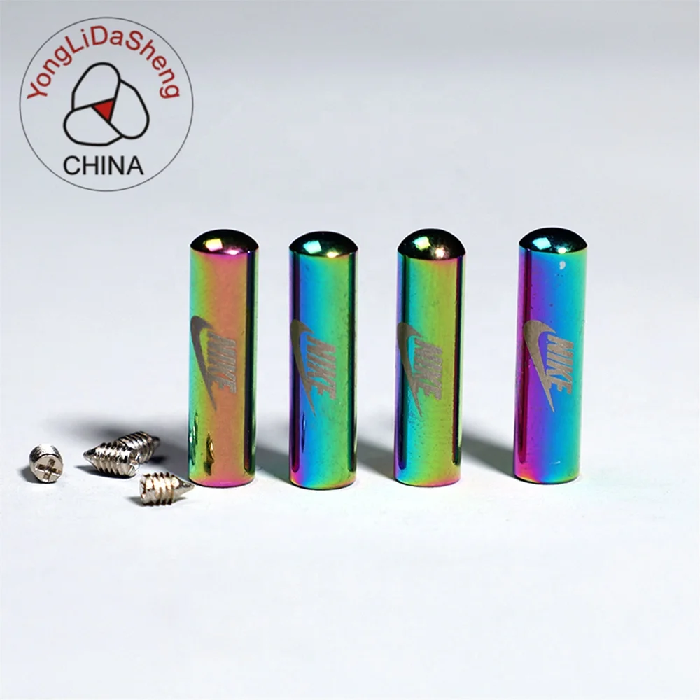 Metal Aglets Custom Laser Engraved Logo Metal Screw Shoelace Tips for Sneaker Hoodies