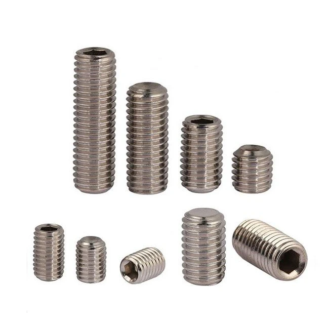 Set Screws DIN913 M2 M2.5 M3 M4 M5 304 Stainless Steel Metric Thread Grub Screws Flat Point Hexagon Socket Set Screws Headless