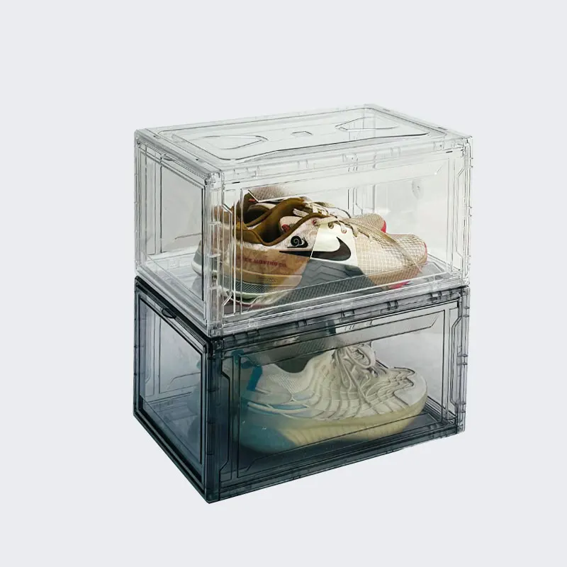 Wholesale Transparent Plastic Sneaker Stackable Shoe Storage Boxes Drop
