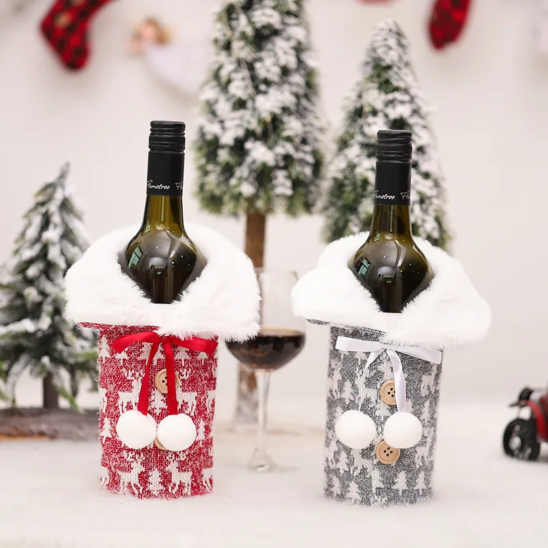 Christmas Wine Bottle Cover Merry Christmas Wine Bottle Toppers Decorative Navidad Noel For Table Christmas Decorations