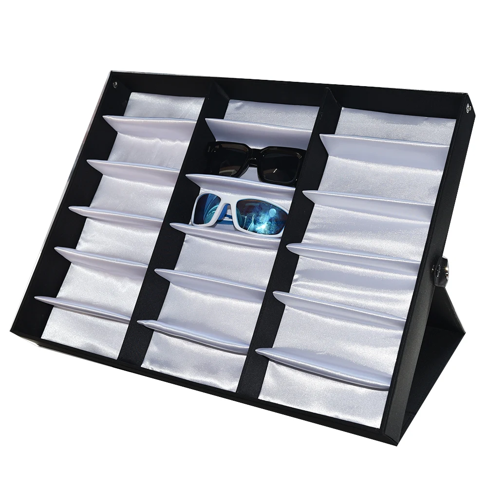 YTZ048 18slots Portable Eyeglass Sales Reps Display Storage Box Display Sunglasses Suitcase Eyewear  Carrying Bag