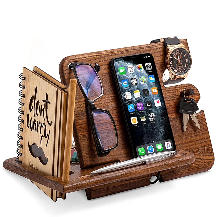 telefono in legno docking station set regalo accessori per ufficio supporto  organizzazione desktop