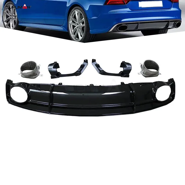 Rear Bumper Diffuser for Audi A7 Rear Diffuser Body Kit Accessories Rs7 Style ABS Material Bubble Origin Gua 2016 2017 2018 3kg