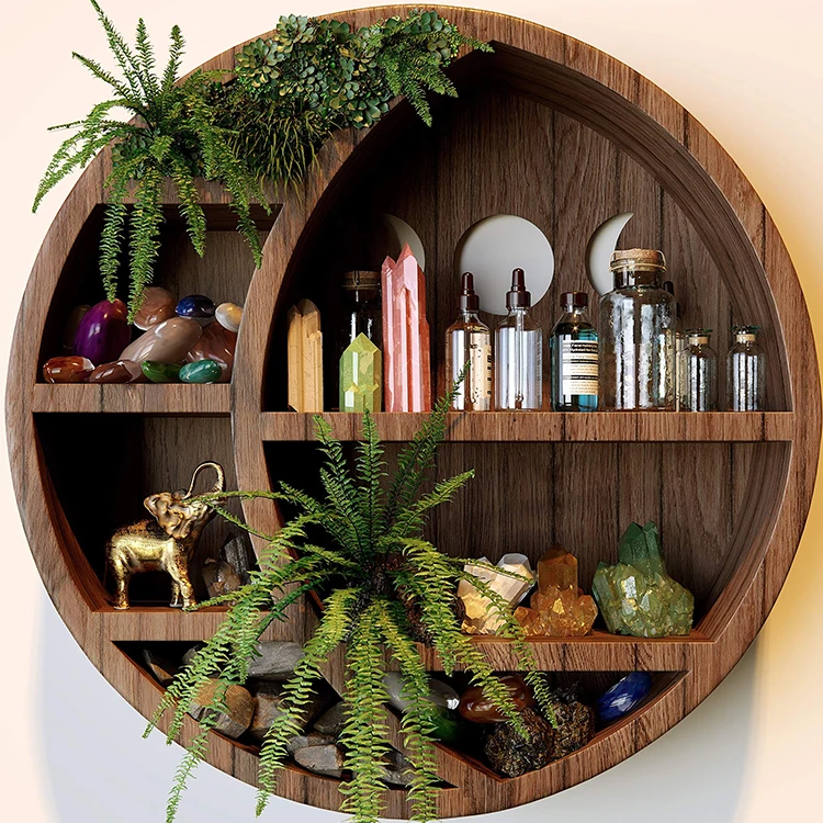 Винтажный домашний декор полки в форме Луны деревянный орнамент стеллаж для хранения Настенный Декор для дома деревянный полумесяц настенная Полка Шкаф