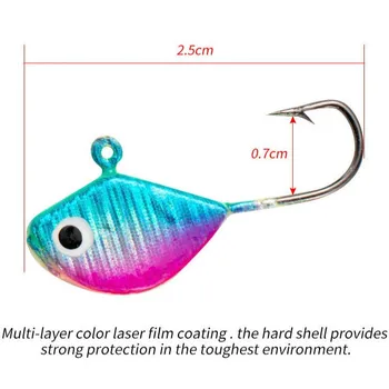 CHEERY Mini Teardrop Glow in Dark Micro Jig Head with 3D Eyes, Winter Ice Fishing Hook & Lure Tackle – Metal Jig – view 5