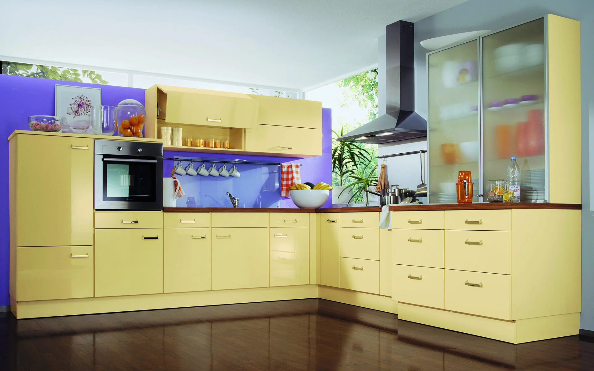CBMMART Modern Grey and Shallow Yellow Kitchen Cabinet Set Custom Kitchen Cabinet With Island