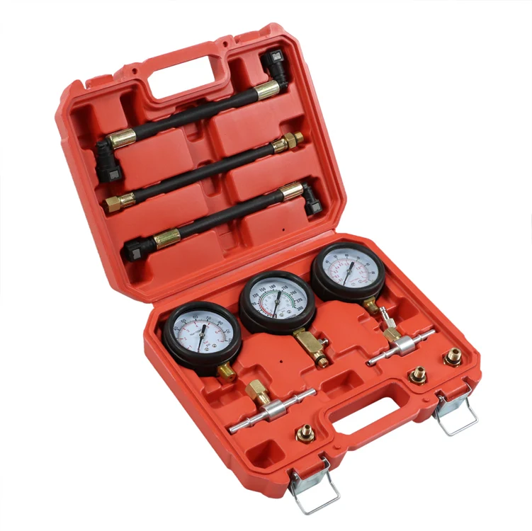 3pc Fuel Pressure Gauge Set Compression Tester Kit for Car and Motorcycle