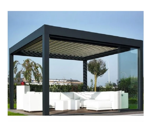 Electric Retractable Roof Mosquito Screens Window Four Season LED OEM Waterproof Sunroom Pavilion