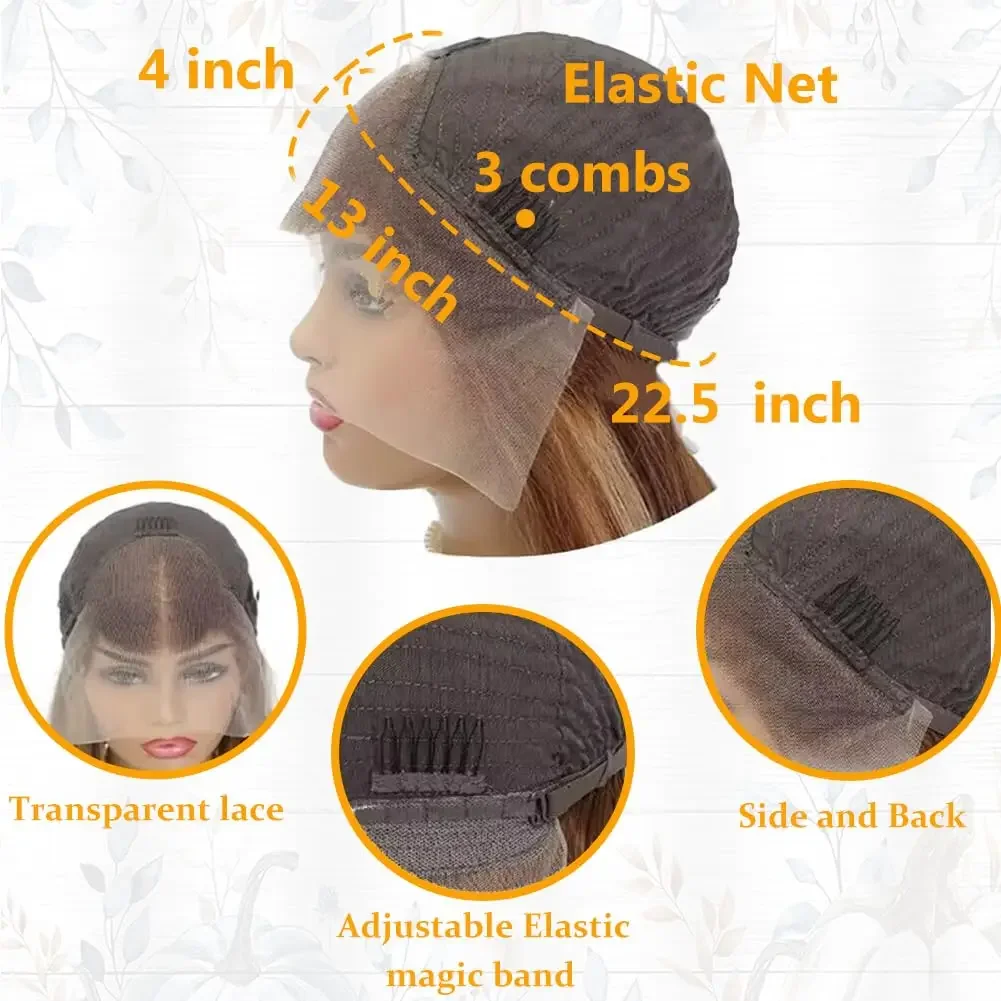 Peruka z koronką z przodu 13x4 Włosy ludzkie Prosta Miodowy Blond Ombre HD Przezroczysta Peruka z koronką z przodu z Baby Hair dla Kobiet_voghion.com