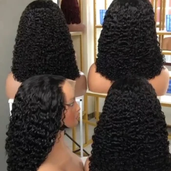 Raw Indian Burmese Curly Hair Wig,13X4 HD Lace Frontal Peruvian Human Hair Wigs,Glueless Cuticle Aligned Virgin Human Hair Wig