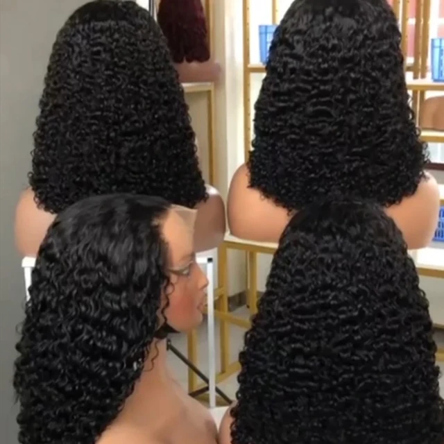 Raw Indian Burmese Curly Hair Wig,13X4 HD Lace Frontal Peruvian Human Hair Wigs,Glueless Cuticle Aligned Virgin Human Hair Wig