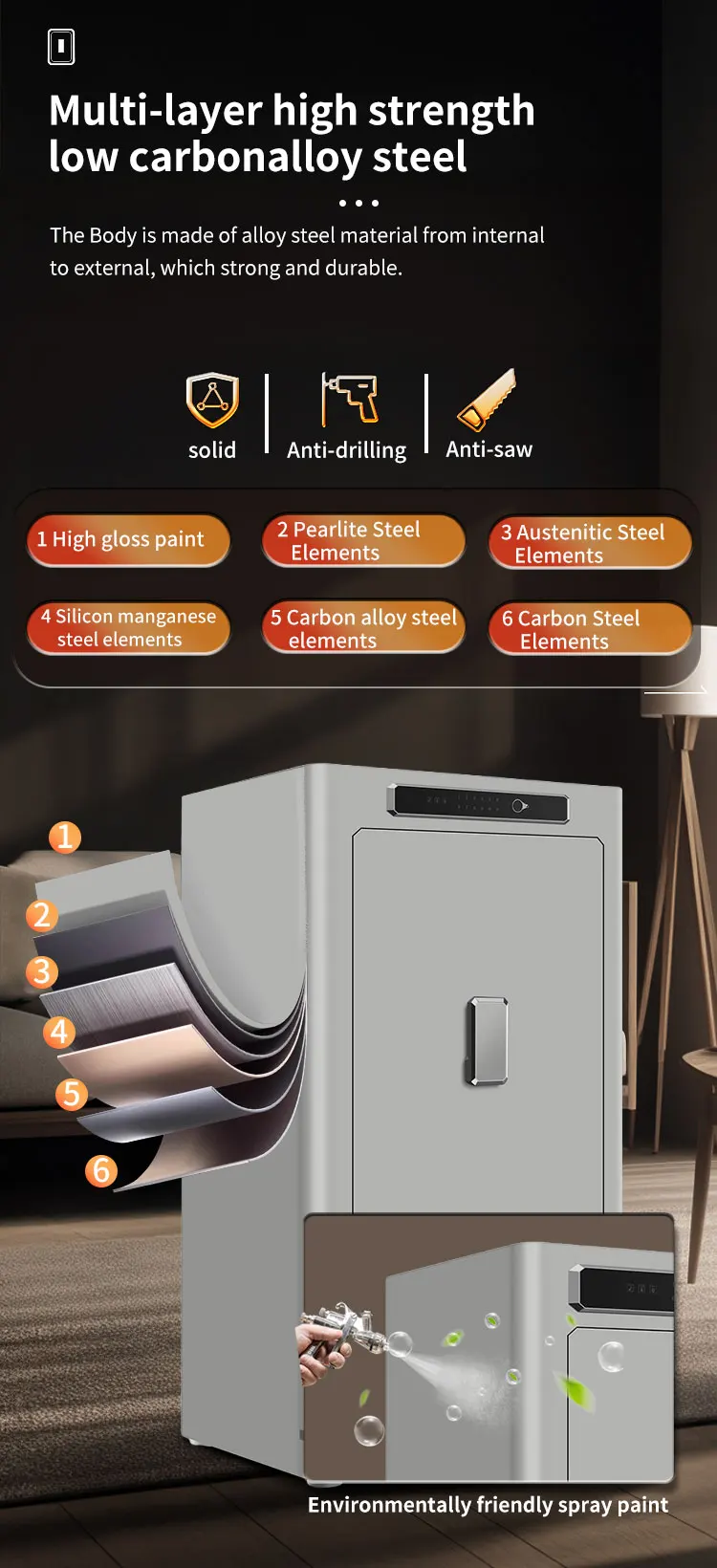 CEQSAFE Factory Direct Sale Digital TUYA APP Wifi Fingerprint Safe Box Home Security Strong Box for Office Home factory