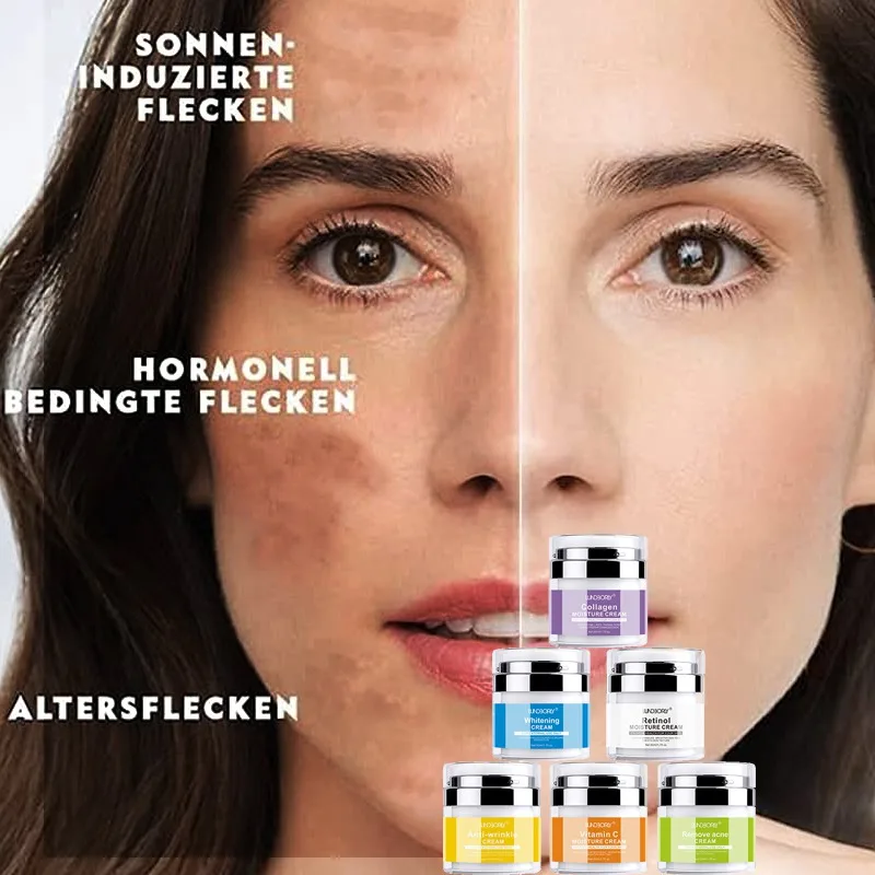 Pretty Cowry Natural Face Care Set Hyaluronic Acid Face Cream Private Label Reduce Melanin Vitamin C Retinol  Whitening Cream