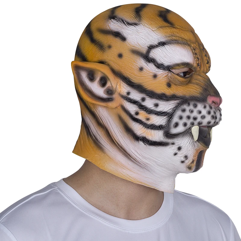 Maschera ghepardo Animal Fancy Dress Party Tiger Latex copricapo
