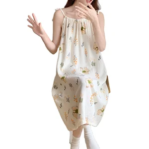 Maternity slip Dress Summer Cotton Double Gauze Girly Dress Nursing Maternity Nightdress Pajamas Home Wear