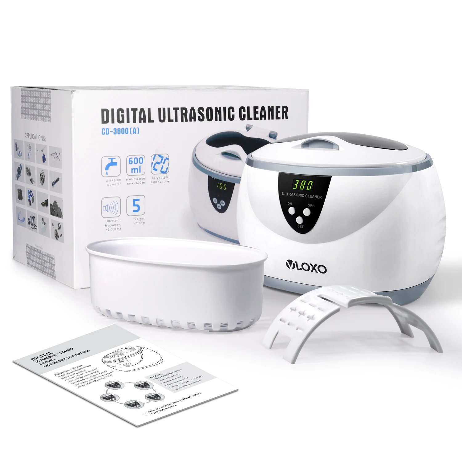 cd-3800a numérique ultrasons prothèse machine de nettoyage 600ml