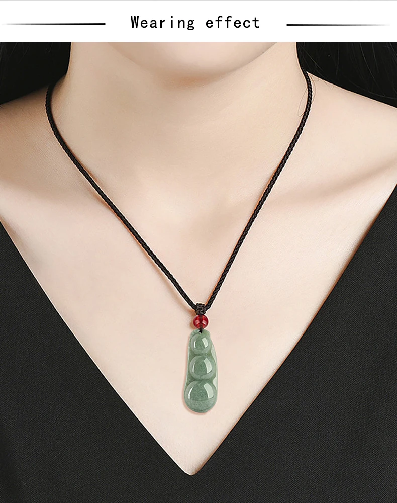 Genuine Natural Jadeite Jade Beans Pendant Fashion Women's Jewelry Jade