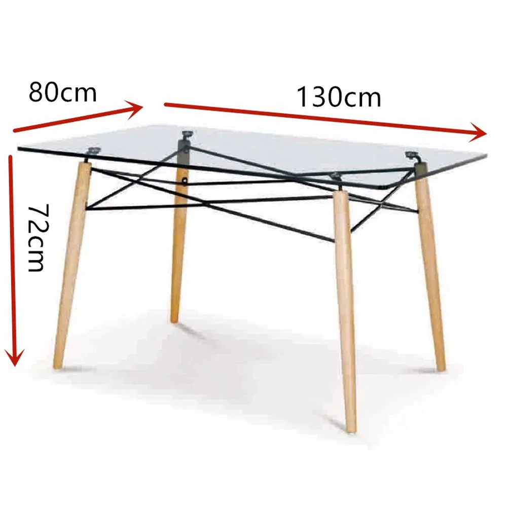 Minimalista Dining Tables With Wood Legs Tempered Glass Table Top For
