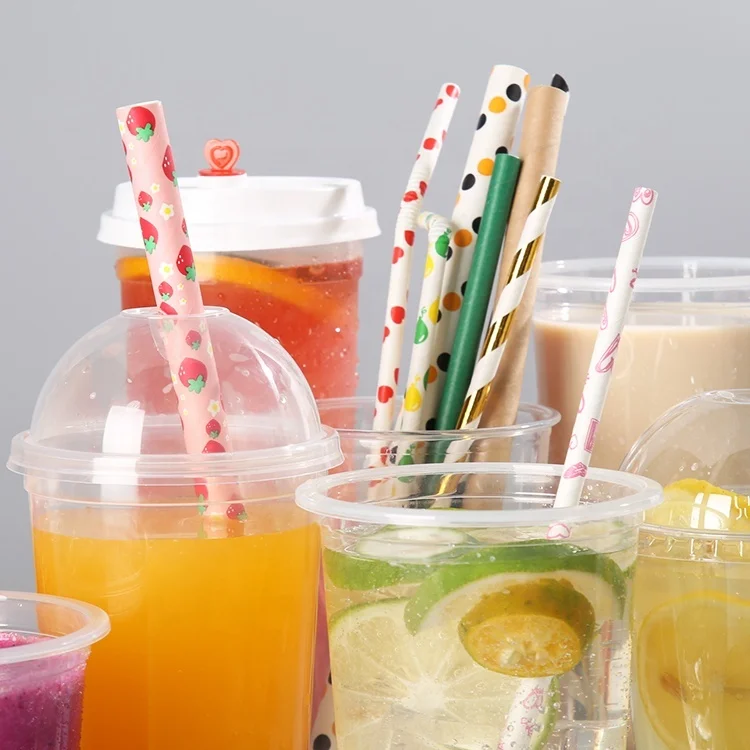 Eco friendly disposable kraft paper straw biodegradable bubble tea paper straw Individually wrapped paper drinking straws details