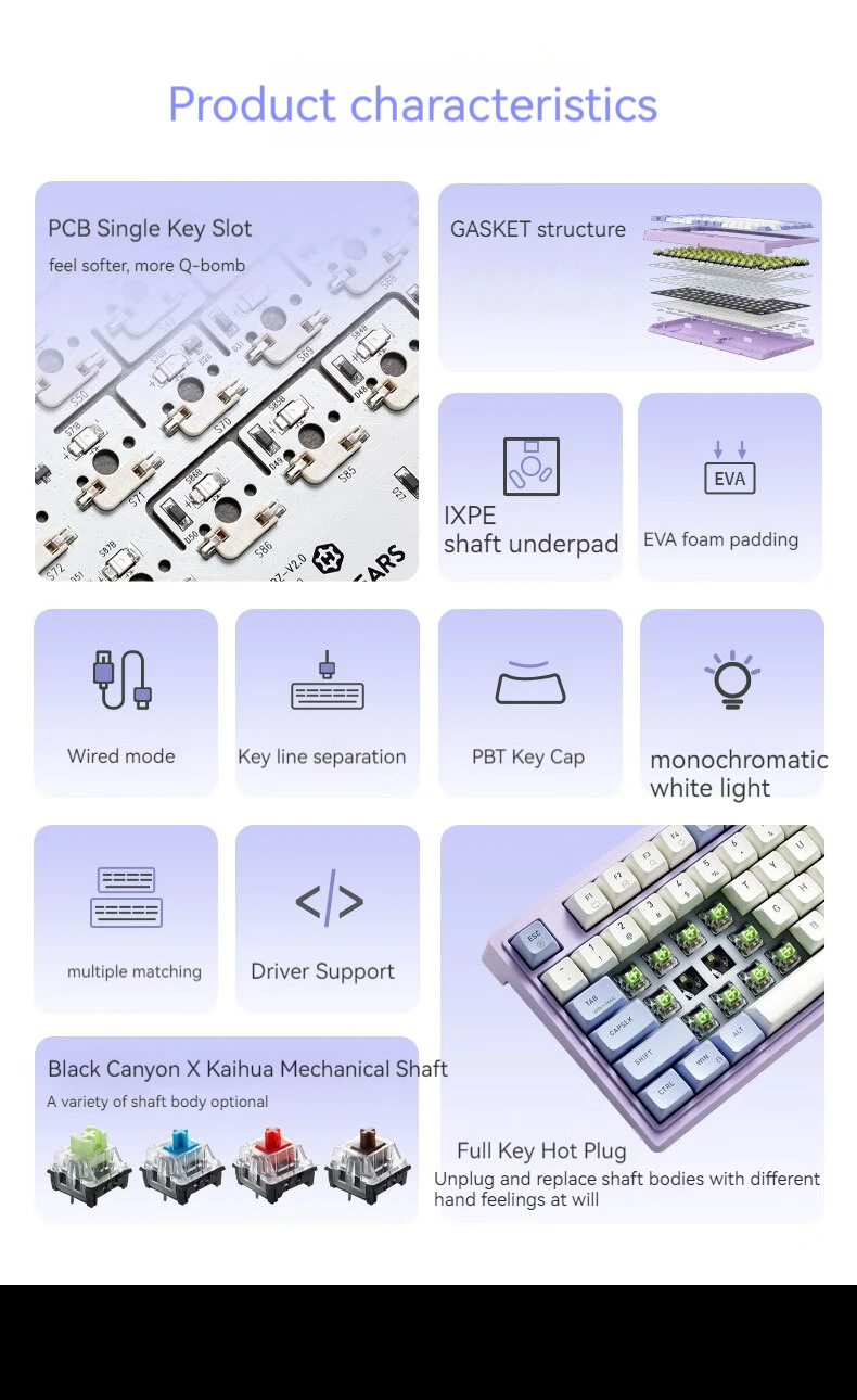 Factory Custom Gaming Keyboard Hot-swapped 83 Keys Rgb Led Light ...