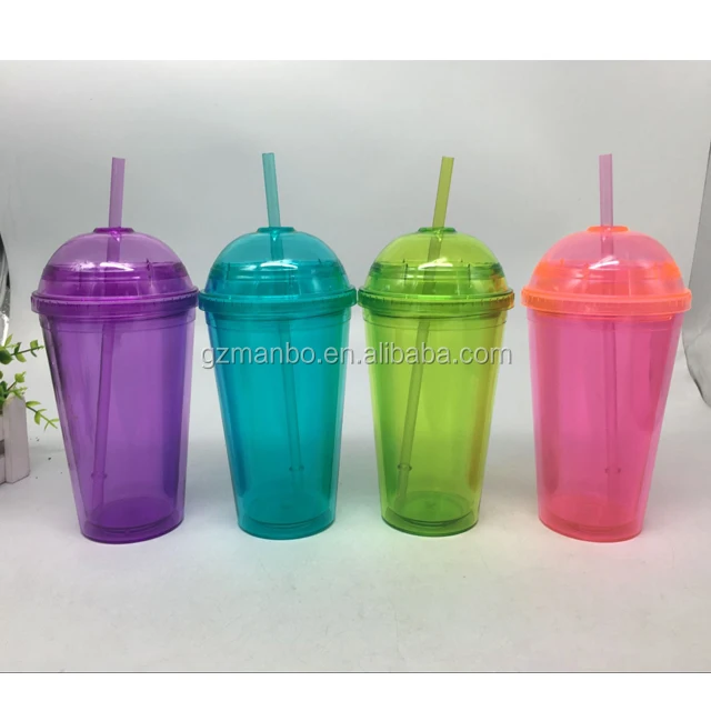 Экологичная пластиковая соломенная чашка без БФА, жесткая пластиковая чашка с крышкой и соломинкой