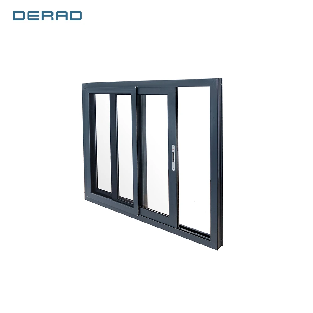 Black color resident window commercial single double glass aluminum profile sliding window with triple glazing design bathroom supplier