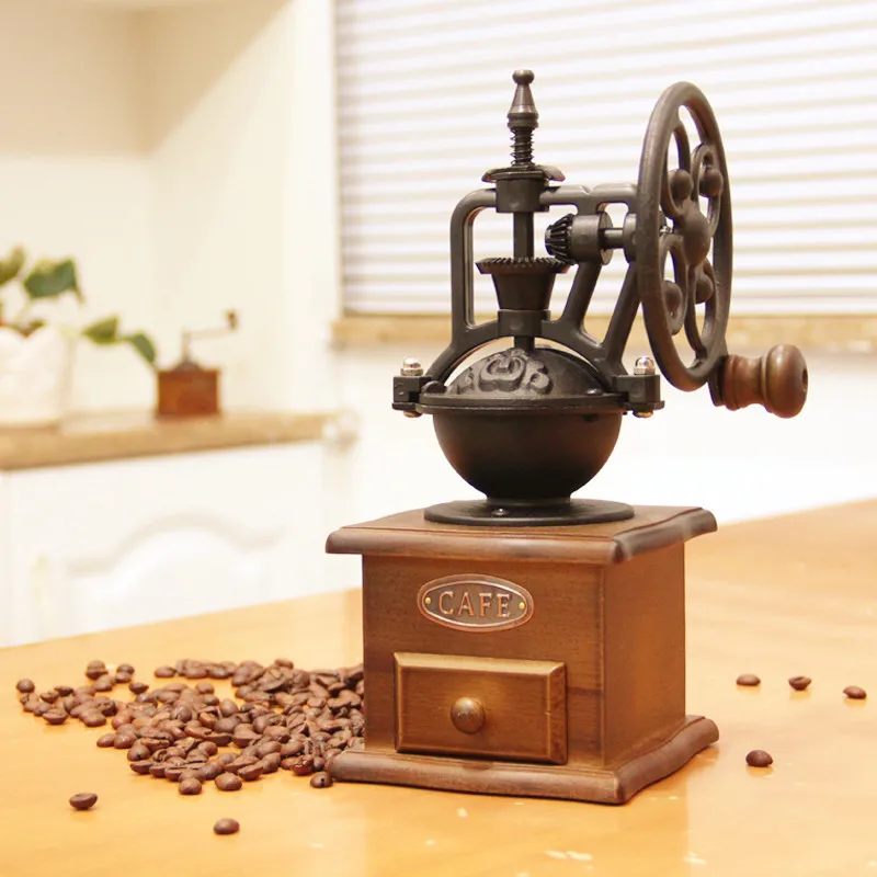 Manual Coffee Grinder, Coffee Mill Grinder, Coffee Bean Grinder Vintage  Antique Wooden Hand Grinder(1pc, Wood Color)