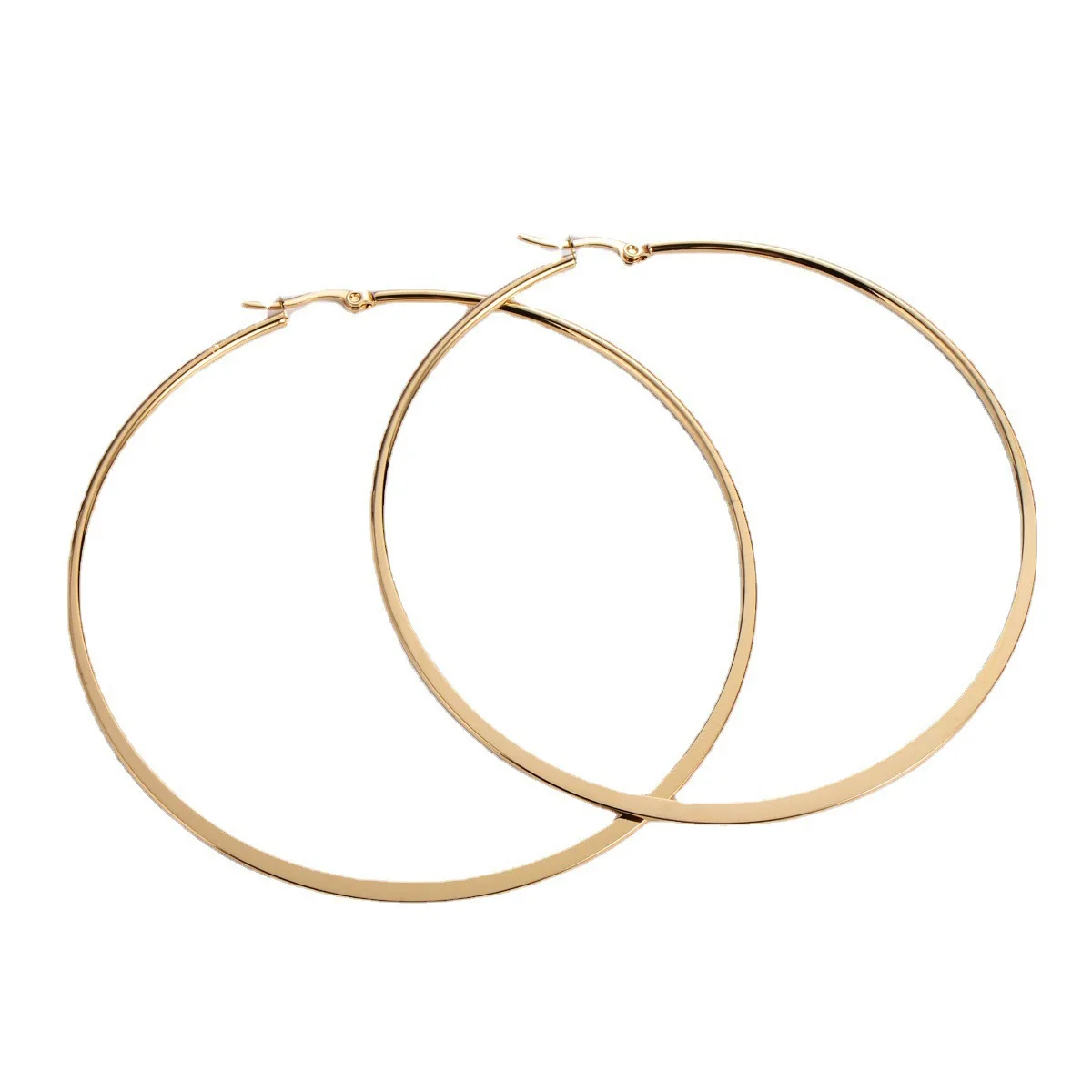 Fashionable Waterproof 18K Gold Plated Earrings Big Large Circle Hoop Design Trendy Simple Jewelry for Women