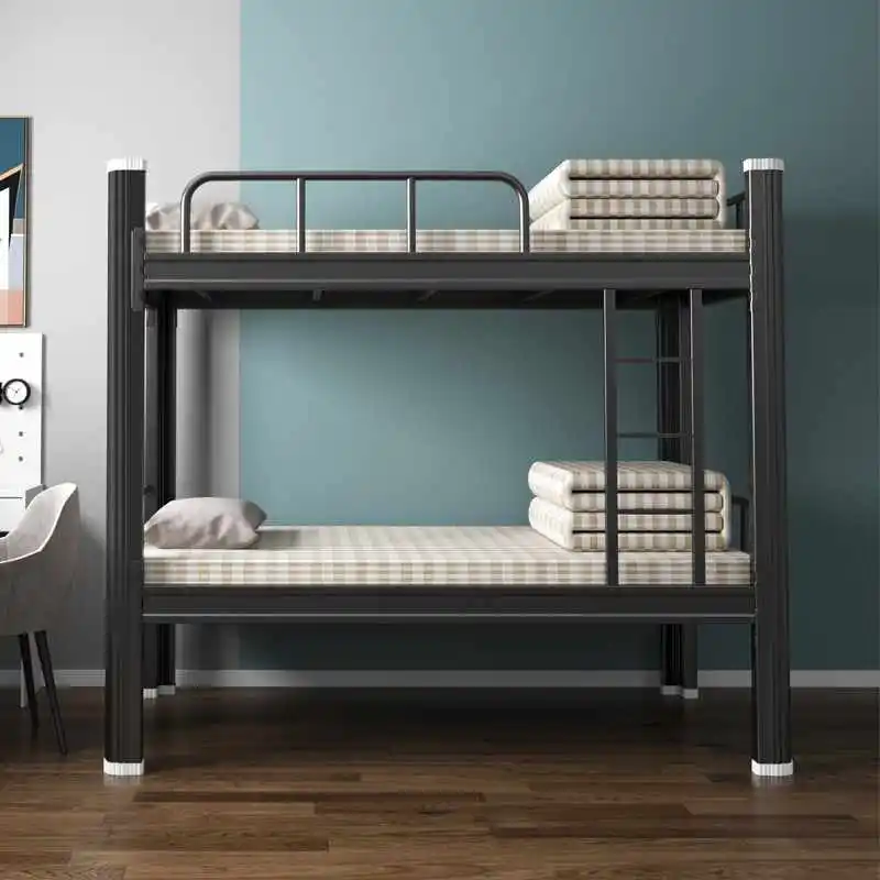 Heavy Duty Double Layer Metal Bunk Bed with Powder-Coated Frame for School Dormitory