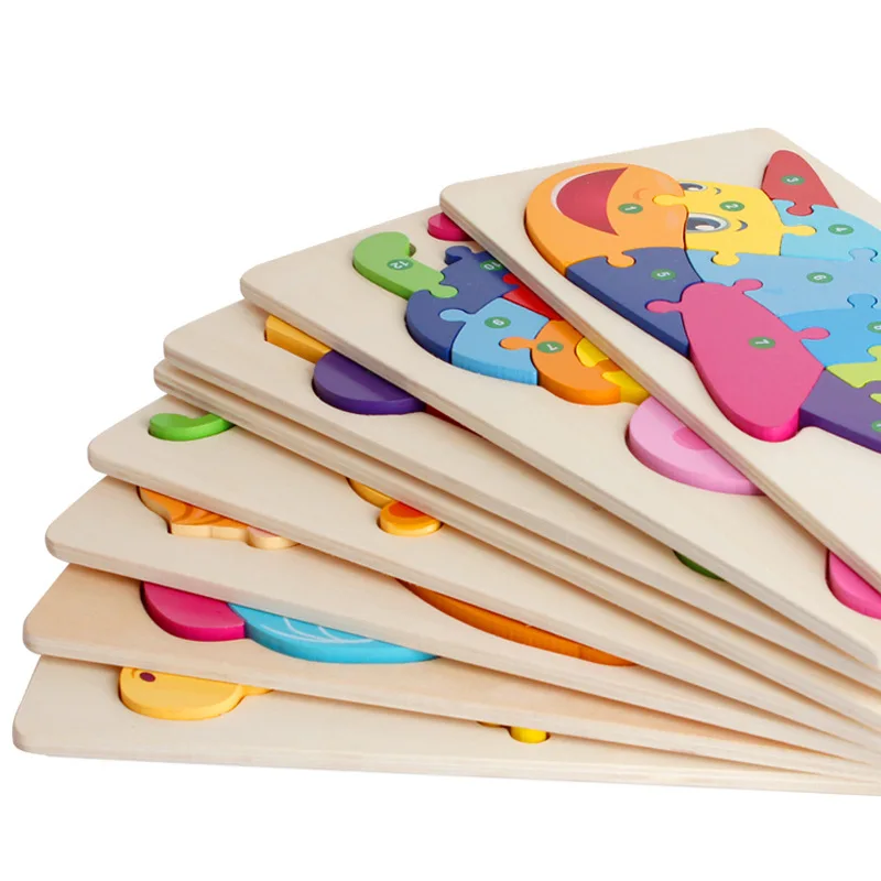 Montessori Wooden Animal Pattern Blocks Fun Education Puzzle for Kids Block Puzzle Solution Puzzle Educational Toys