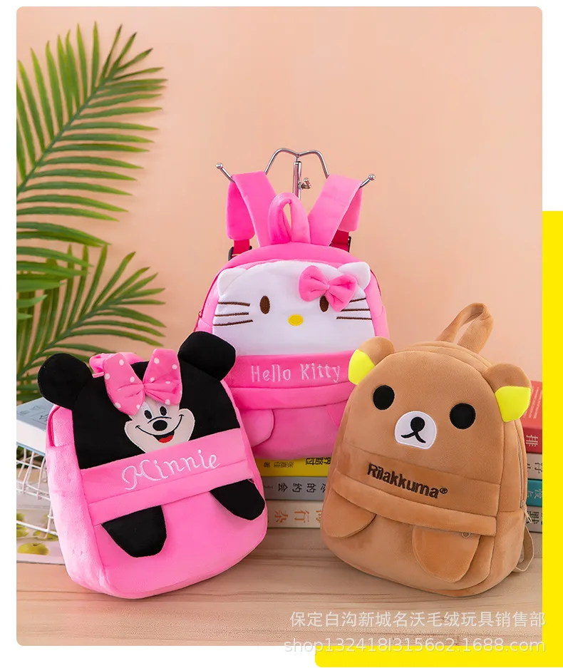 Hot Selling Manufacturers Wholesale New Cartoon Kitty Mickeys Kindergarten Plush Toy Animal Bag Backpack for Kids