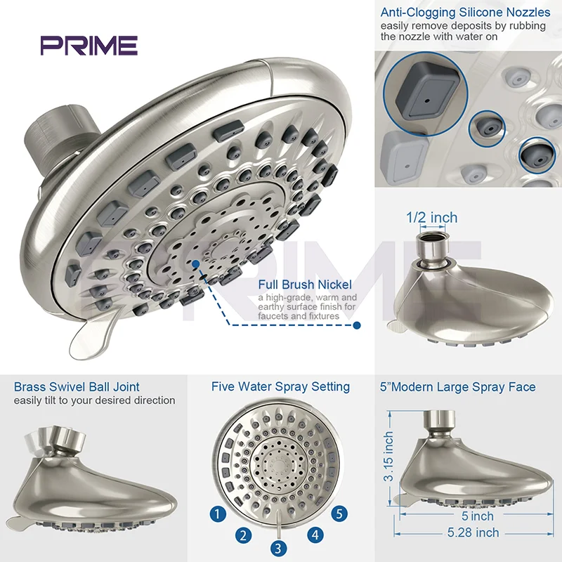 Spa Shower Head Wall Mounted Functions Luxurious Shower Head Set For