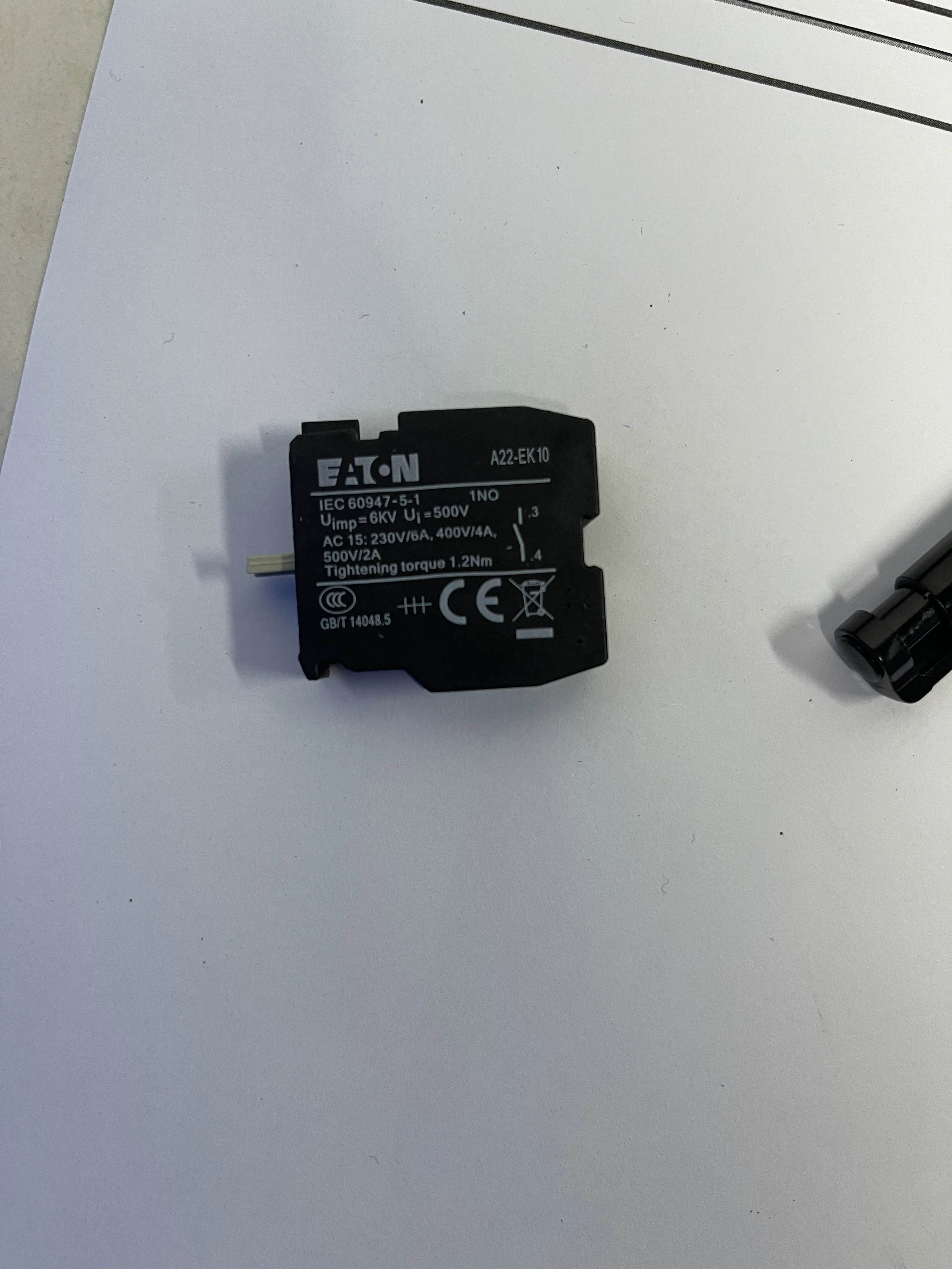 EATON Auxiliary Contact 1NO A22-EK10