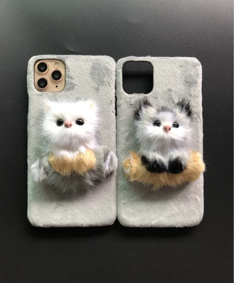 Жесткий Пластиковый черный поликарбонатный мультяшный 3D чехол для телефона с изображением кота животного для iPhone 7 8 XS Max 11 12 Pro