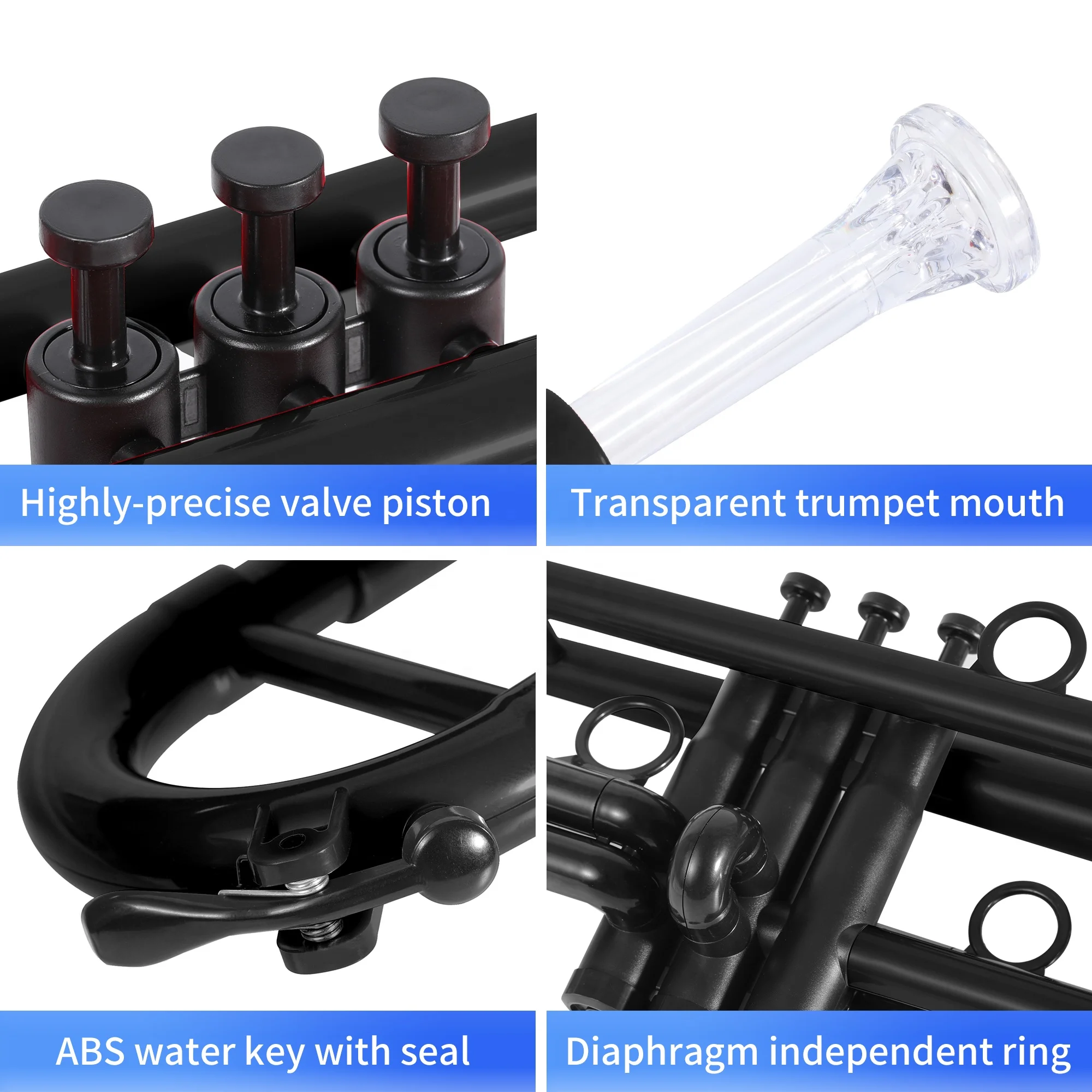 Bb Trumpet Standard Trumpet Set With Carrying Case Lightweight Plastic