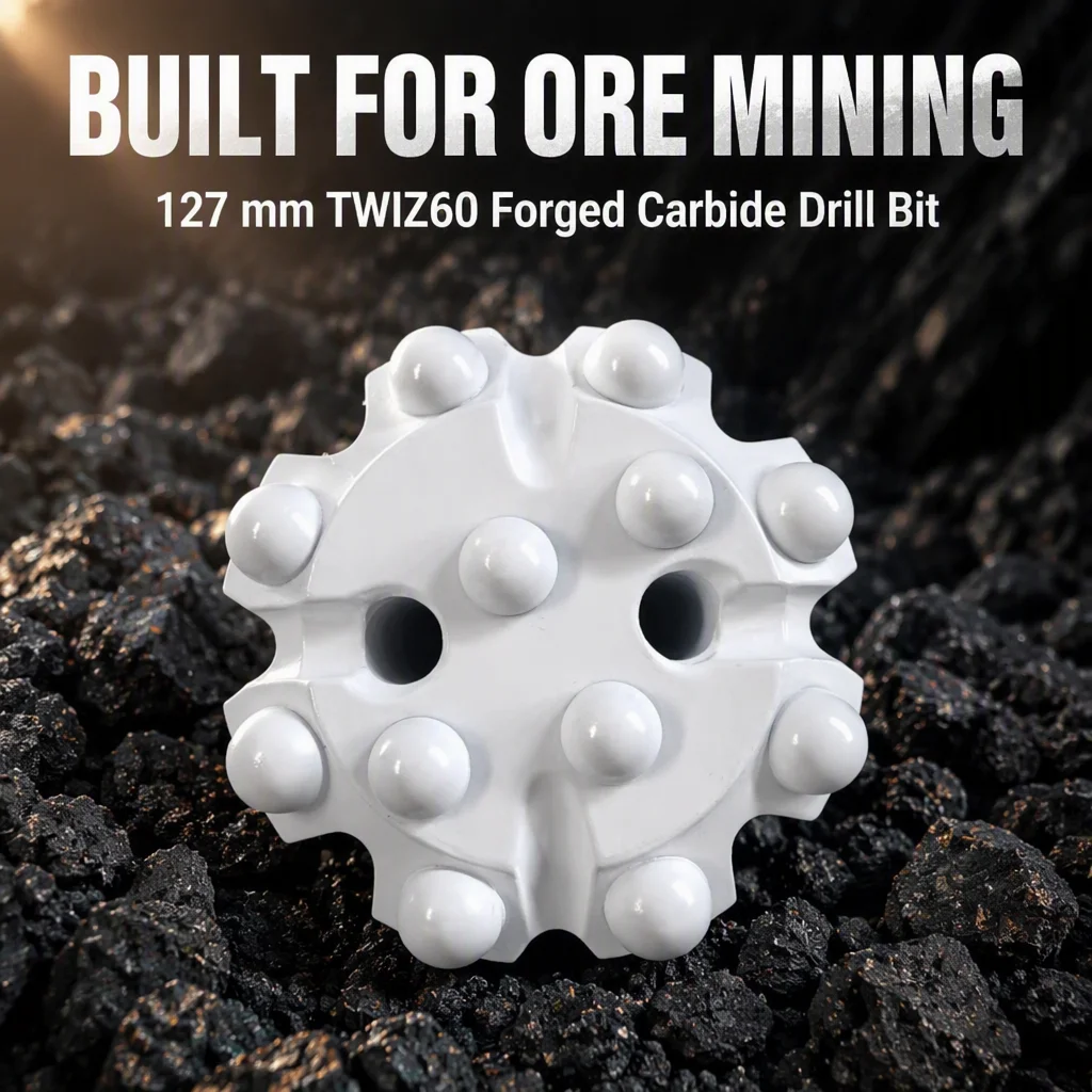 ZZST 127mm TWIZ60 Forged Carbide Drill Bit with Drop Center/Recess Face Thread Retract Button for Ore Mining