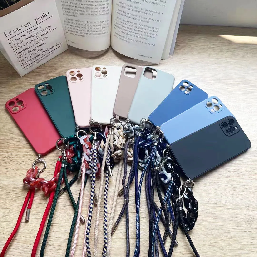 Laudtec Soft TPU Chain Mobile Phone Shell Crossbody Lanyard Strap Necklace Phone Case For Iphone 13 12 Pro Max Se supplier