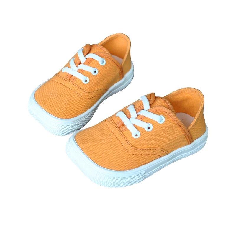 E8209 2020 fashion trend kids fashion Square toe shoes ,breathable slip-on orange  canvas children footwear