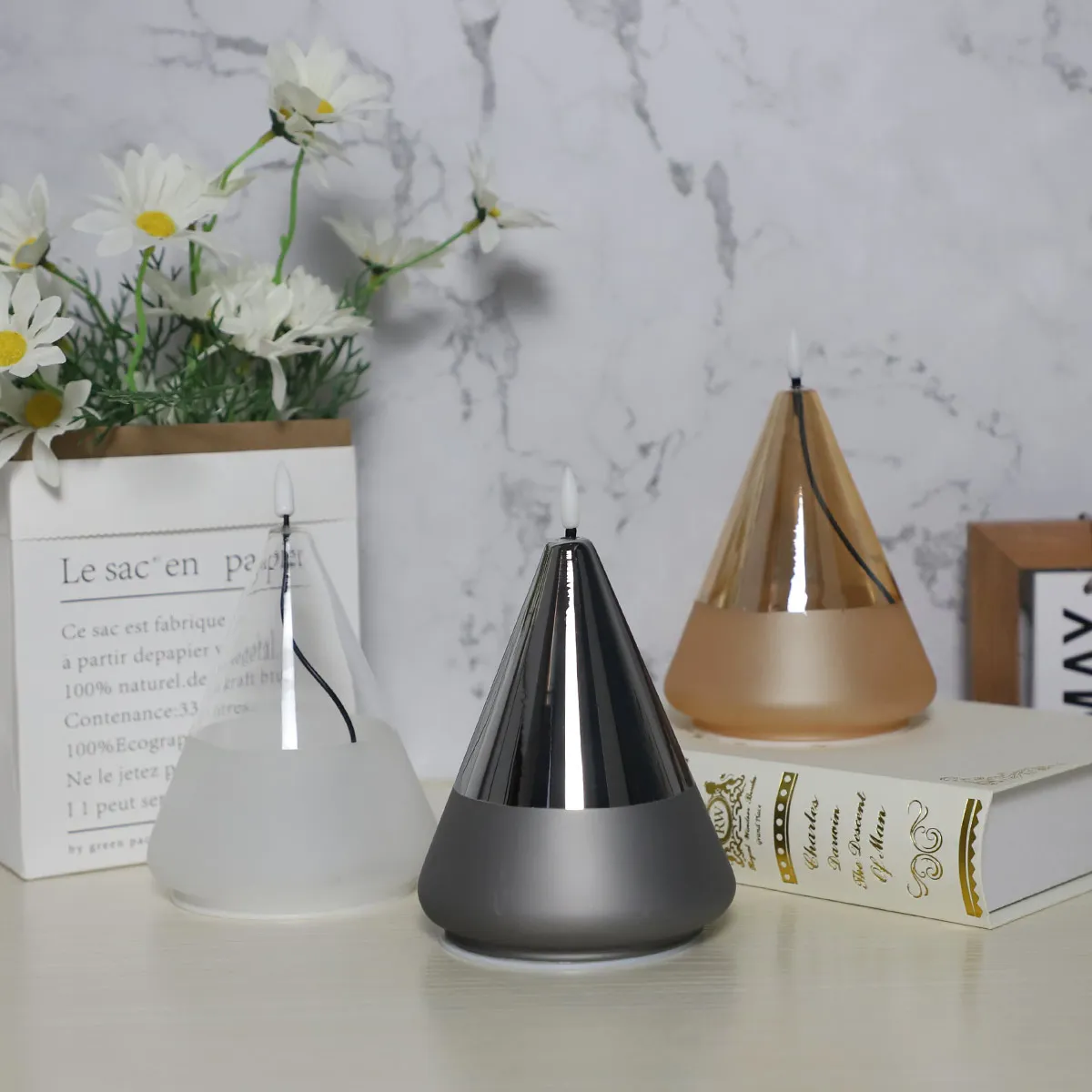 christmas decorating ideas custom flameless battery operated flickering LED candle sets decoration