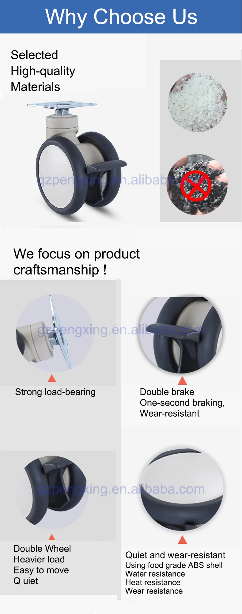 Luxury Medical Caster Precision Bearing Medical Wheel Castor High