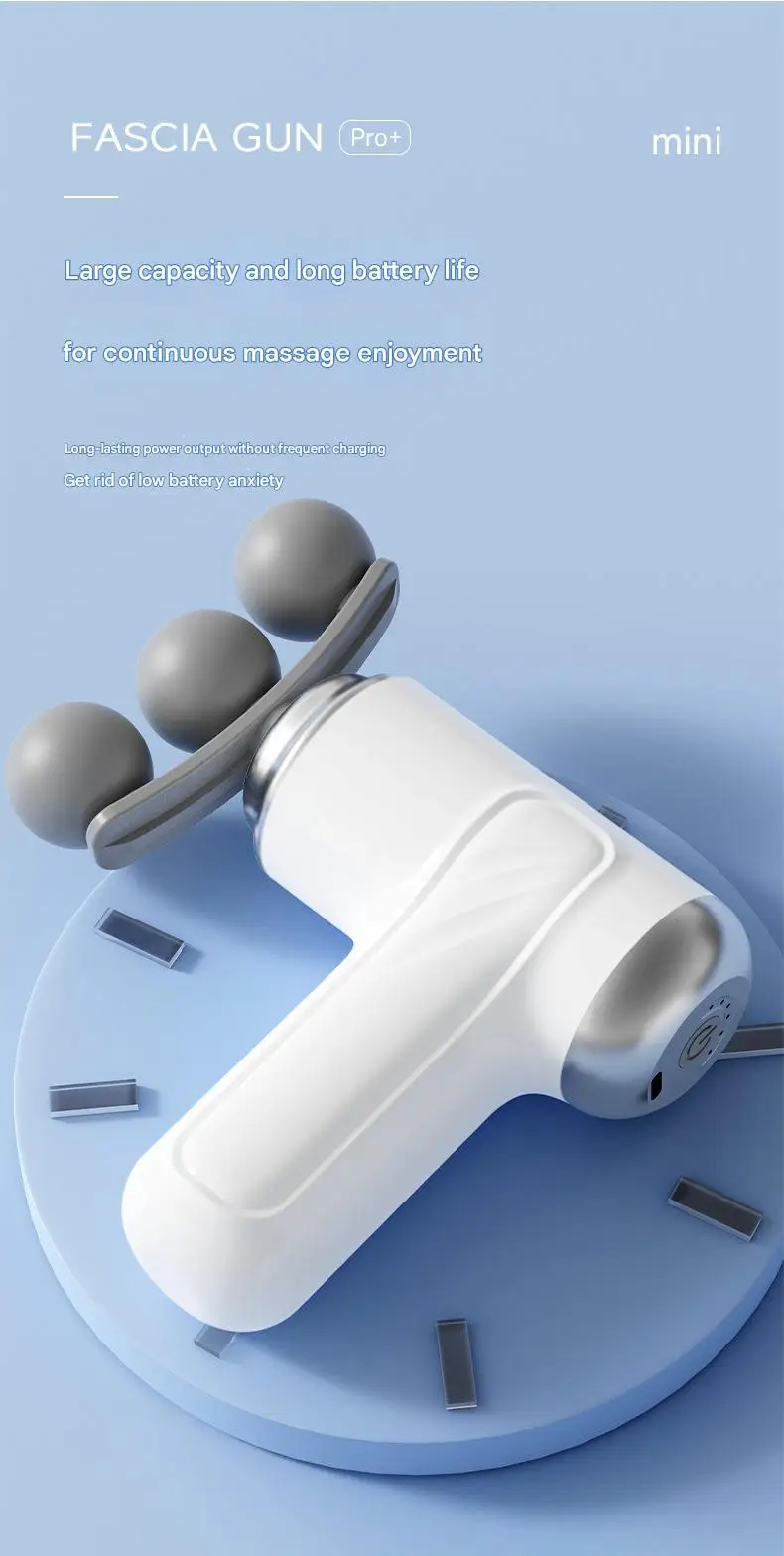 Triple Head Fascial Gun Massage 6 Adjustable Speed Levels Mini and Easy to Handle