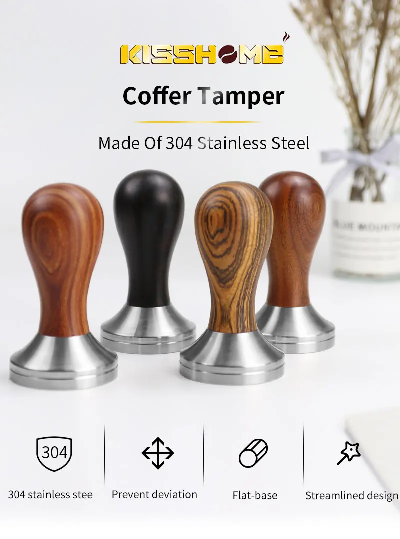 Solid Wood Constant Pressure Tamper Distributor Espresso Tamper Set