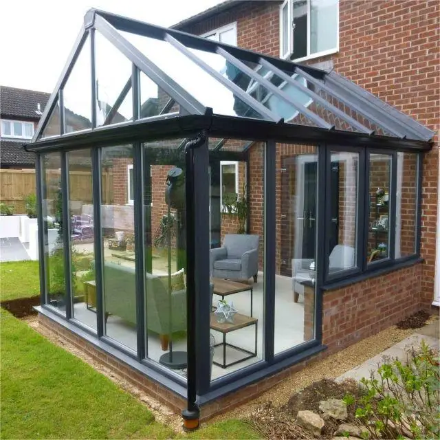 JBDhome Modern Aluminium Glass Sunroom Cheap Prefabricated Wooden Frame with Tempered Flat Roof for Residential Villa Solarium
