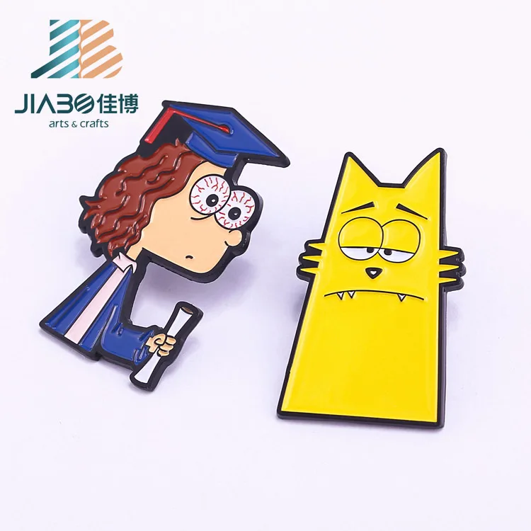 Мягкий эмалированный металлический мультяшный значок из цинкового сплава Jiabo на